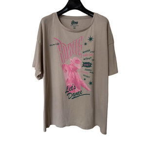 David Bowie Women’s Beige/Pink Let's Dance Graphic Short Sleeve Shirt Sz XXL